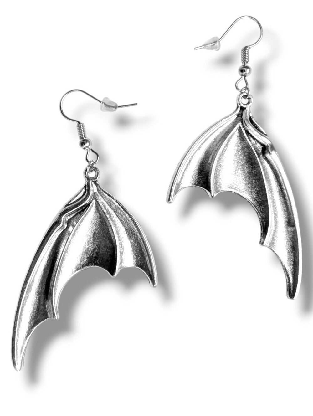 NWT Handmade Large Silver Bat Wing Earrings
